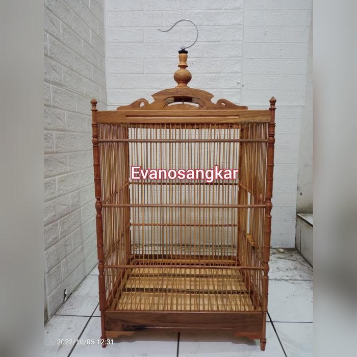 Kandang burung kacer,cucokijo,jalak no 2 KAYU JATI model jembatan