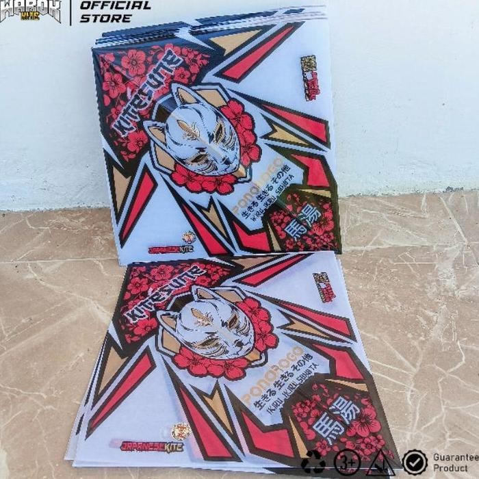 (Allthebest) 10Pcs Layangan Sukhoi Tournament Warok WIBU JAPANESE Kitesune Edition ( mewah,Keras,
