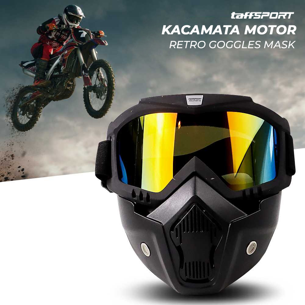 TaffSPORT BOLLFO Kacamata Goggles Mask Motor Retro Windproof