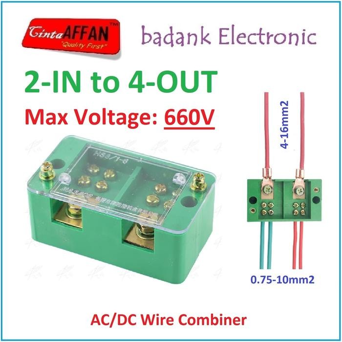 Cuci Gudang.. Ac/Dc Wire Combiner (2-In To 4-Out) Junction Box Solar Panel Surya