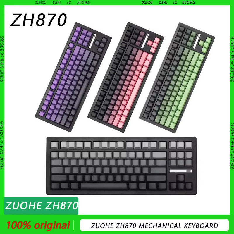 Zuohe ZH870 Mechanical Keyboard Bluetooth Wireless RGB PBT Keycap Hot Swap 3 mode office Customized 