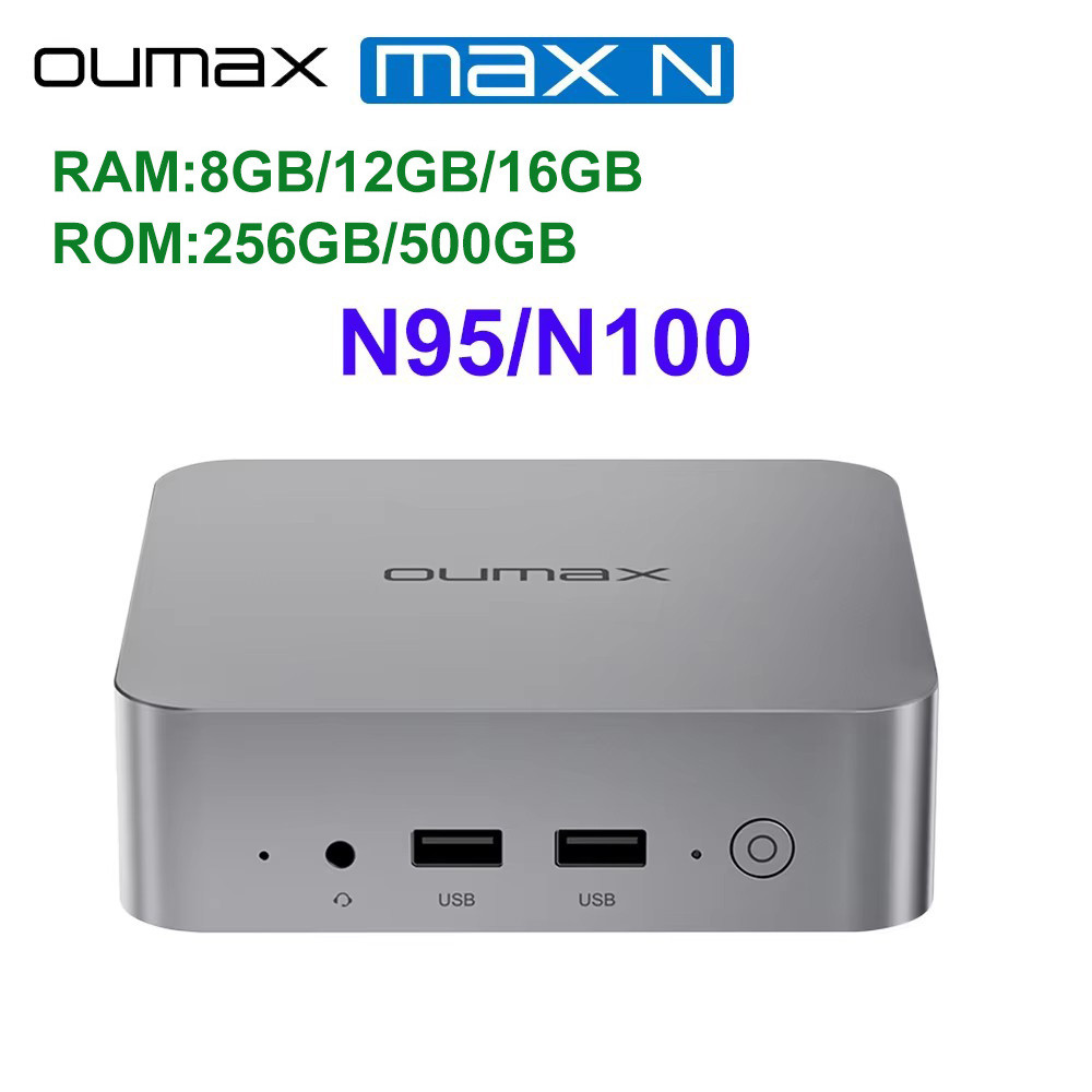 OUMAX MAX N95 N100 MINI PC Intel DDR4 8GB 256GB 16GB 500GB SSD 1000M LAN WIFI BT 5.0 Destop MINI PC 