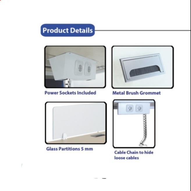 Meja Kantor Meja Kerja Partisi Kaca 4 Orang Indai Inco Fluix