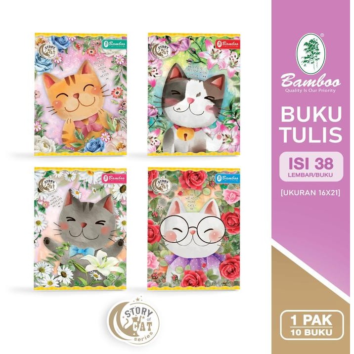

BEST SELLER Bamboo Buku Tulis Kwarto 38 Cat Story Series [1 pak/10 buku]
