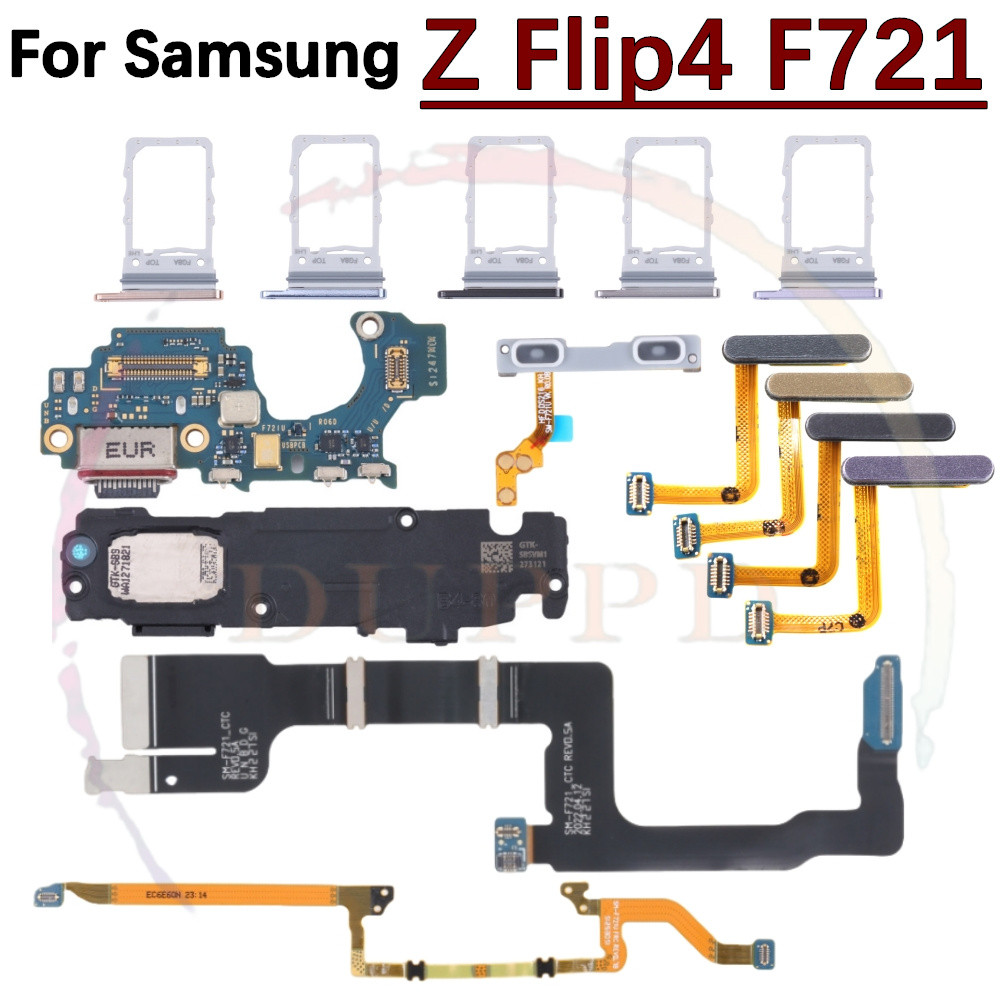 Charging Port Board Loudspeaker For Samsung Z Flip4 SM-F721 SIM Card Tray Signal Volume Button Mothe