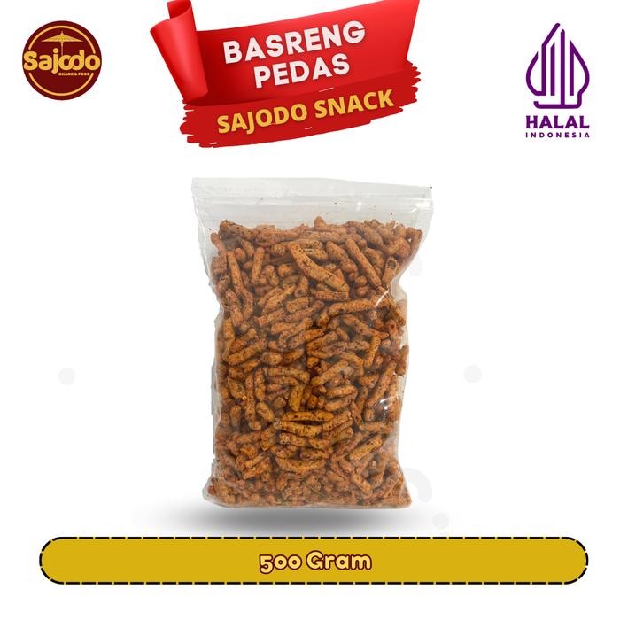 

Sedia Basreng Pedas Daun Jeruk Gram Sajodo Snack & Food