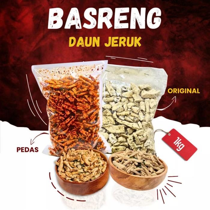 

Sedia Basreng Daun Jeruk Pedas 1KG Jajanan Ce Keripik Ca Snacks