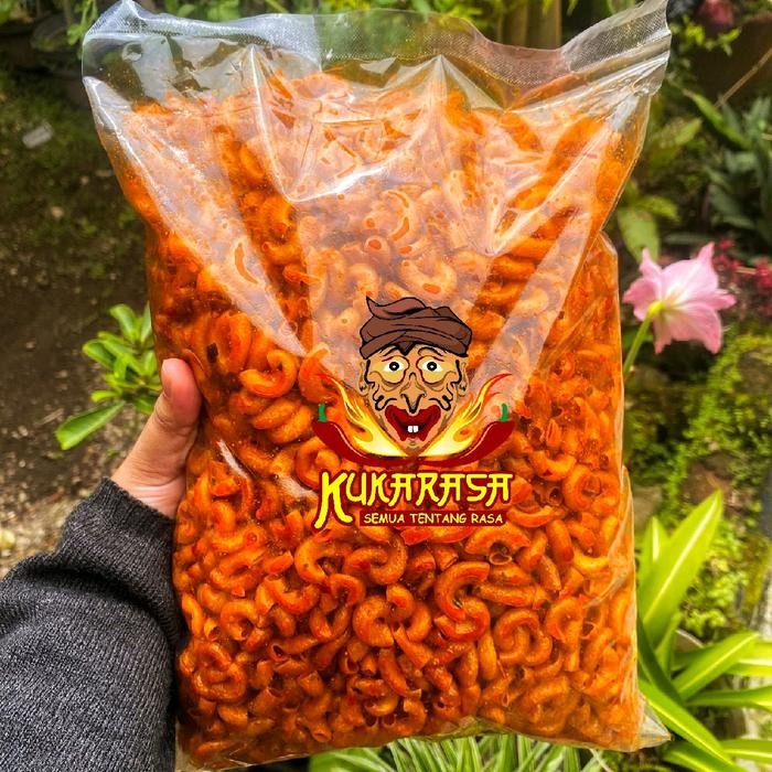

Sedia 1KG Makaroni Kriuk Cikruh Pedas Extra Daun Jeruk - kukarasa snack