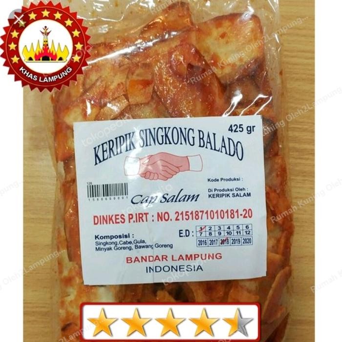 

Sedia Keripik Singkong Balado Cap SALAM asli LAMPUNG kemasan 425gram