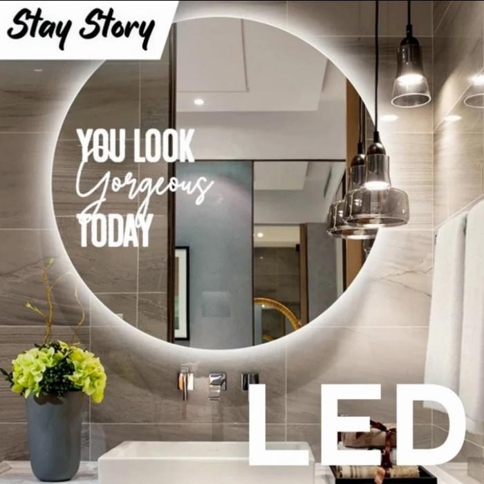 Cermin Bulat Led Shaby / Kaca Cermin Gantung Dinding Rias Wajah