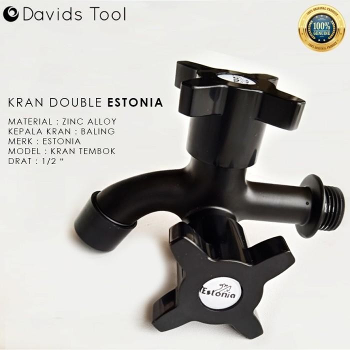 (Allthebest) Kran Double Keran Dobel Cabang Air Shower Estonia Hitam 1/2 Inch