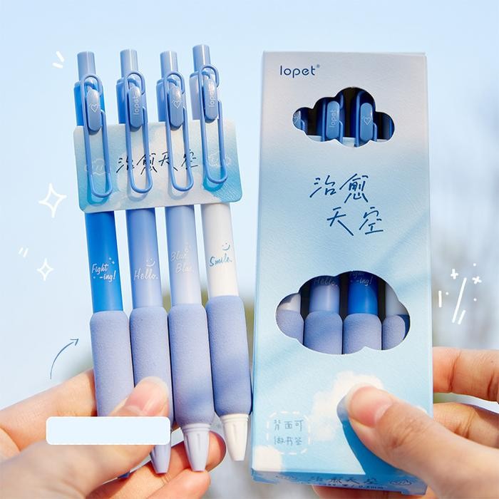 

Winzige set 4pcs pulpen lucu 0.5mm gel pen pena pulpen aesthetic retractable gel pens pen mekanik