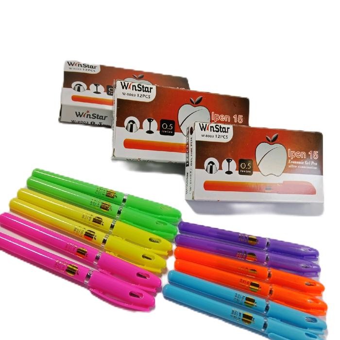 

(12 pcs) Winstar Pen Gel 0,5 mm Tinta Hitam Pulpen Pena Anti Macet Anti BLeber Alat Tulis Sekolah
