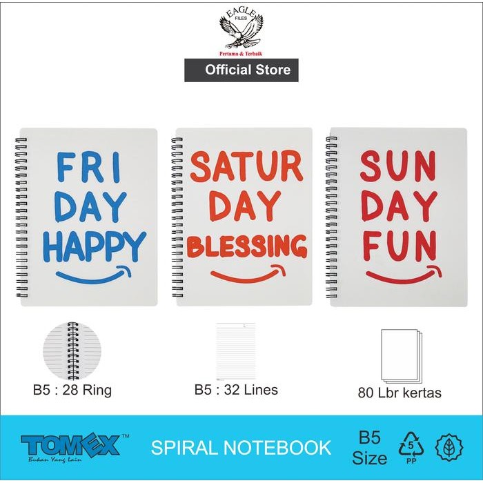 

TOMEX Buku Tulis Spiral Notebook Spiral Notes Motif AMAZING DAY B5