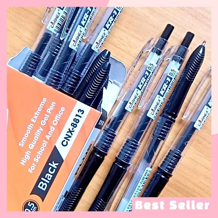 

Gel Pen Pulpen Gel Carinex KR-1 Plus CNX-8813 Tinta Hitam 1 Lusin 12 Pcs Alat Tulis