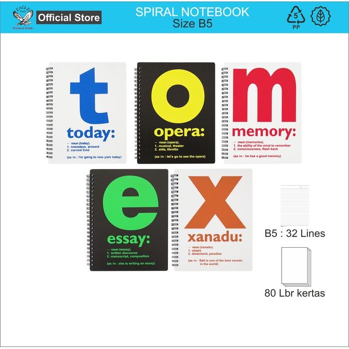 

TOMEX Buku Tulis Spiral / Notebook Spiral /Notes Spiral Notebook B5