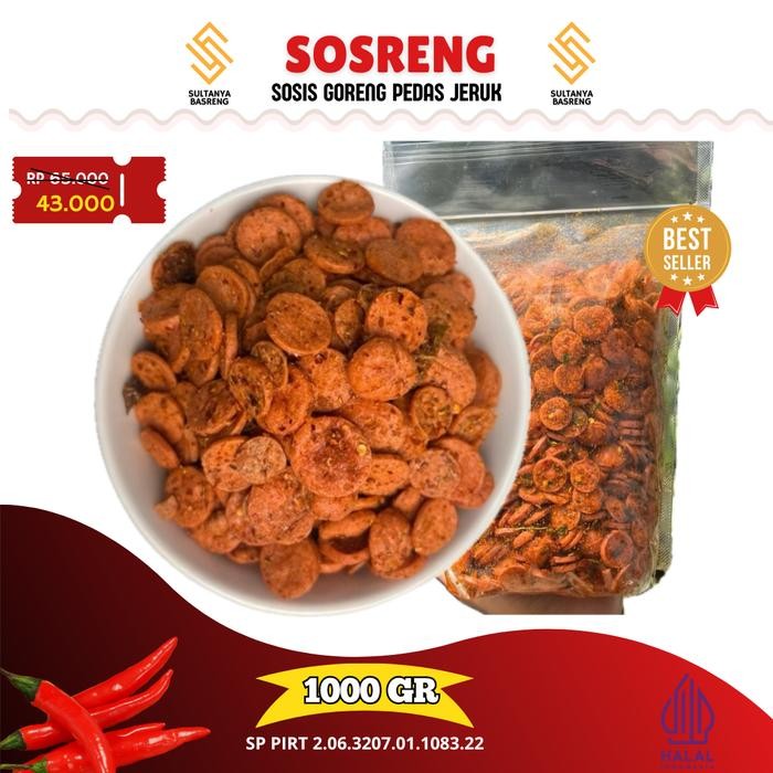 

New 1kg Sosis goreng Sosreng Raja ngemil wajib coba Cemilan pedas daun jeruk snack enak gurih Food