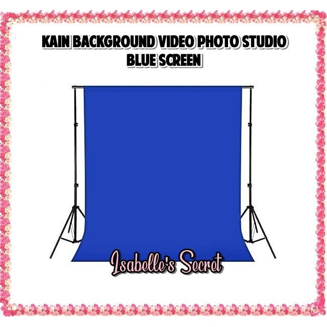 Kain Background Biru Pas Foto Tebal / Backdrop Blue Screen Studio