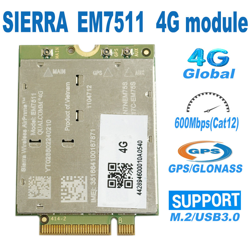 WDXUN for EM7511 M.2 LTE 4G CARD 4G Module FDD LTE TDD LTE Cat12 for laptop