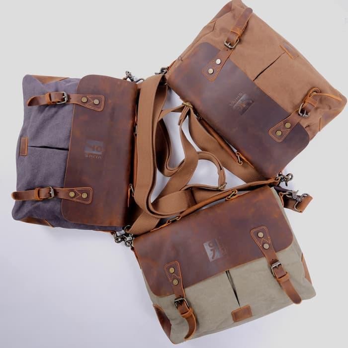 Tas kerja pria KULIT [t4 laptop sampai 14 inch HIGH QUALITY]-ISHIYA BIRMINGHAM Hitam Kanvas