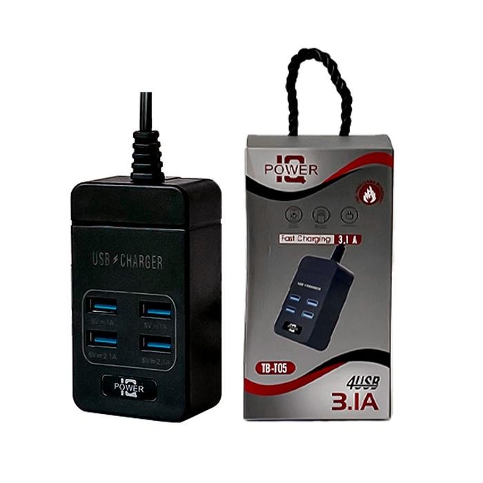 IDEAME COLOKAN LISTRIK T05 USB POWER SOCKET FAST CHARGING / V3.1A - 4 USB PORT WARNA HITAM & PUTIH