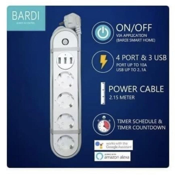 BARDI SMART HOME POWER STRIP EXTENSION COLOKAN WIFI IOT