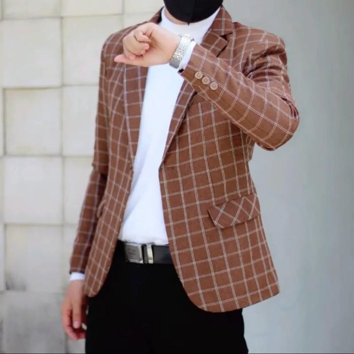 (Expert) JAS BLAZER PRIA MOTIF KOTAK-KOTAK/BAJU JAS BLAZZER CASUAL SLIMFIT PRIA