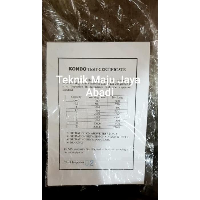 Terbaik Kondo Chain Block / Takel 3Ton X 5Meter