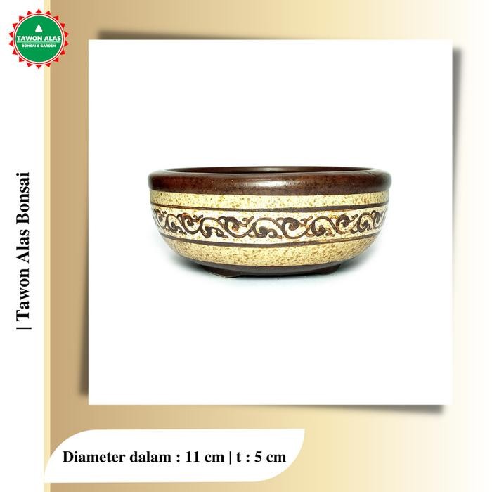 Pot Bonsai Keramik Bulat Bundar Kecil Mini Small Mame not Semen