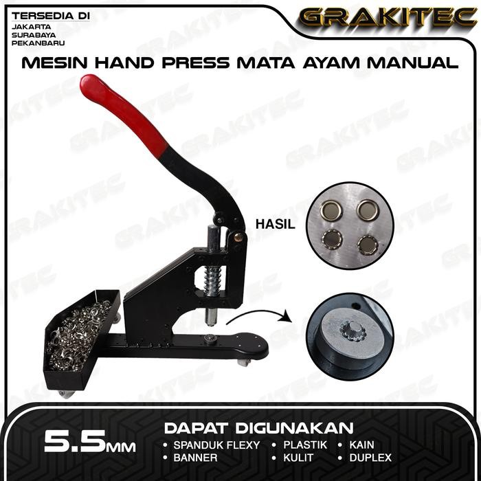 

AT Mesin Hand Press 5.5 & 10mm Mata Ayam / Itik / Plong Banner Grakitec