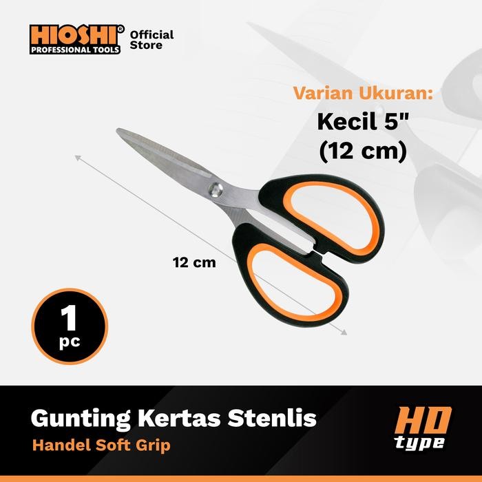 

AT HIOSHI/HGS001C/Gunting Kertas/KECIL/Serbaguna/Scissors/Stenlis 304/SOFT GRIP/ 5 Inch/12cm - HD