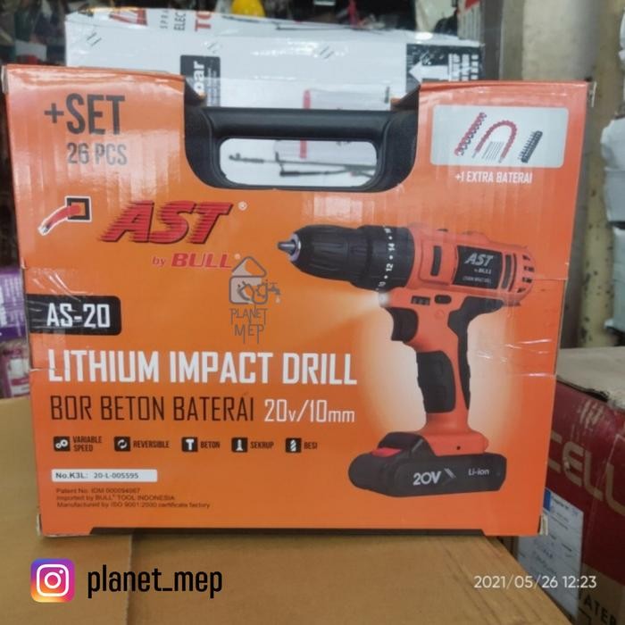 Baru Ast Impact Drill Bor Baterai 20V Terlaris