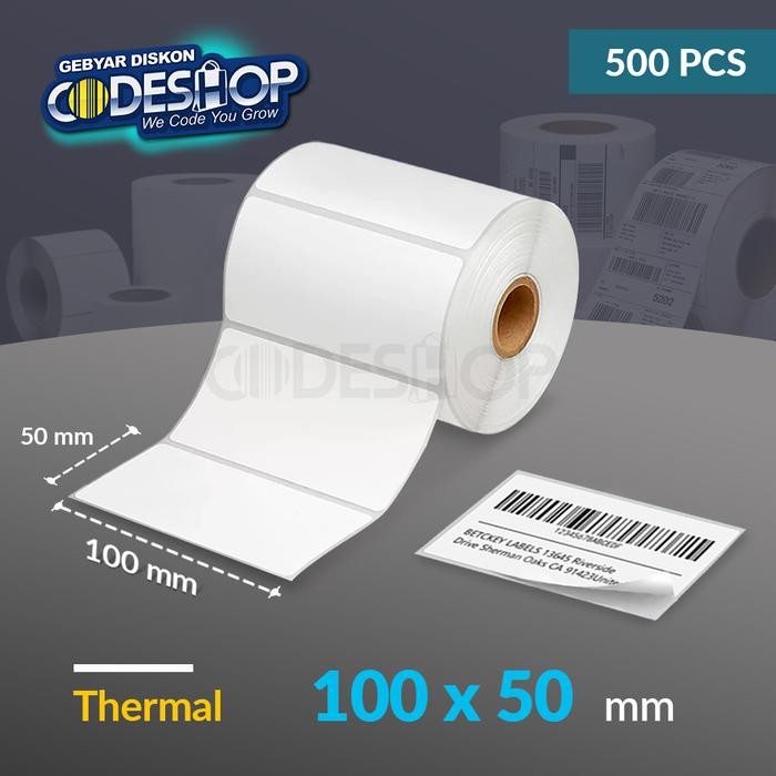 

AT Label Stiker Thermal 100x50 mm Codeshop 1 Line Core 1 Inch Isi 500 Pcs