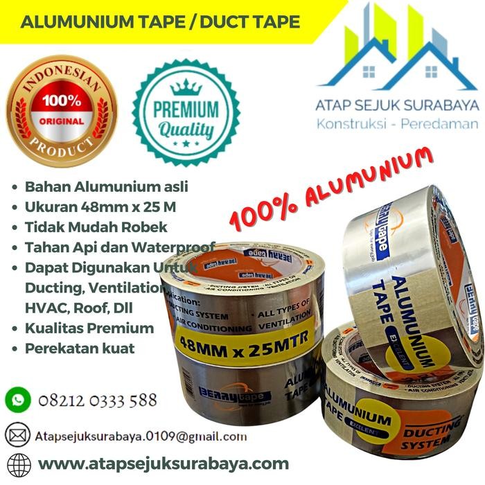 

AT Lakban Alumunium Tape / Alumunium Foil / Duct Tape Isolasi Alumunium
