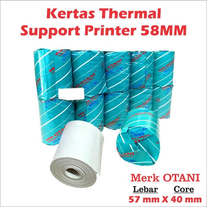 

AT ( 10 ROLL ) Kertas Thermal 57X40 / 58X40 OTANI Support Printer 58MM Kasir Struk - Nota