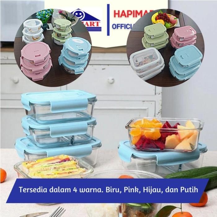 (Expert) Glasslock Wadah Penyimpanan Makanan Kaca 3 in 1 Non Sekat Kedap Udara