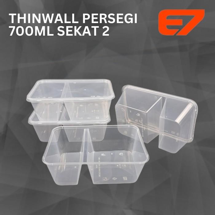 (Expert) Lunch Box Plastik Thinwall Persegi Sekat 2 700ml
