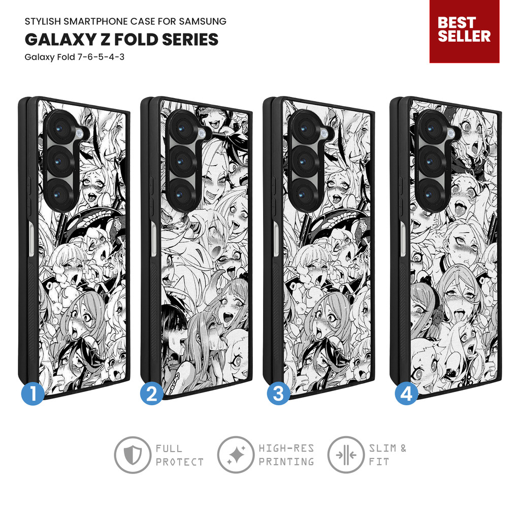 Case Casing Hybrid Softcase Hardcase Samsung Galaxy Z Fold 7 6 5 4 3 Ahegao Face Manga YJL0006