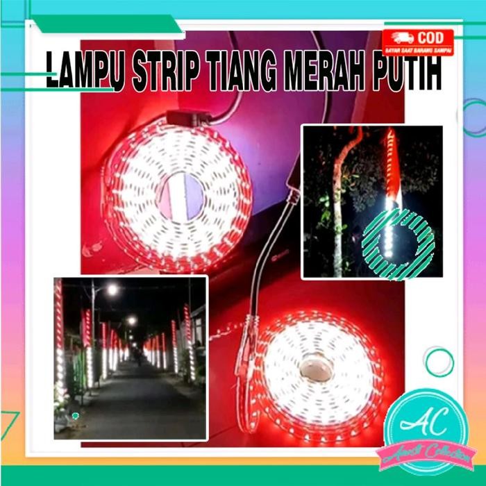 Lampu LED Strip Bendera Merah Putih Waterproof Lampu Hias Tiang Pohon Pagar Agustusan HUTRI