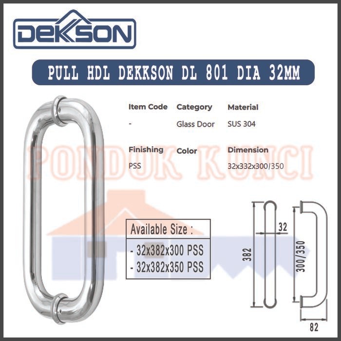Pull Handle C DEKKSON PH EL 801 Diameter 32mm Gagang Pintu Kaca Dekson