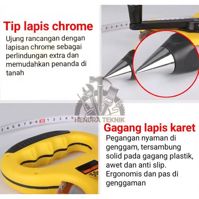 HD METERAN PLAT BAJA 30M 50M 100M STEEL ROL METER TANCAP HD METERAN BESI ROL GULUNG TUSUK METERAN