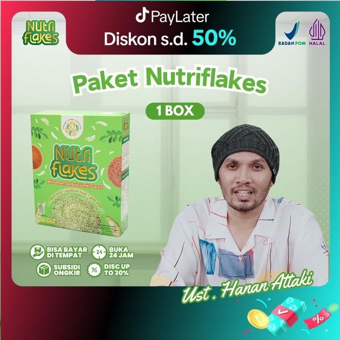 

New Nutriflakes Paket 1 Box Original, Alami Halal BPOM, Sereal Susu 280 gram dengan Umbi Garut &