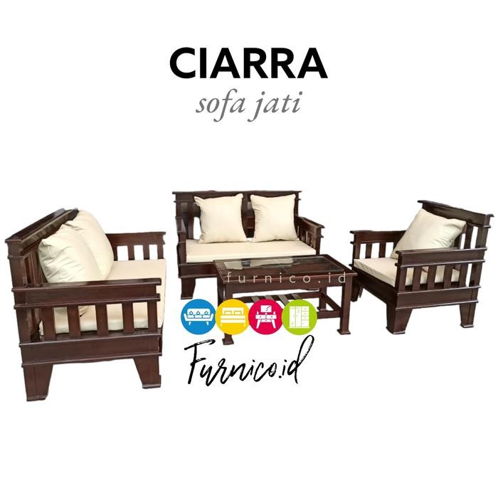 Sofa Kursi Jati Set Full Kayu Jati Free Meja + Bantal