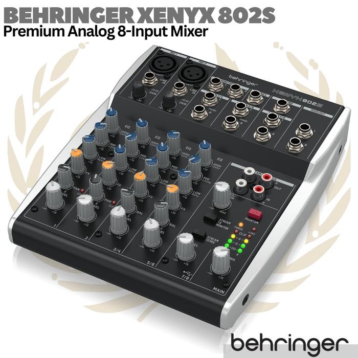 BEHRINGER XENYX 802S Premium Analog 8 Input Audio Mixer 802USB