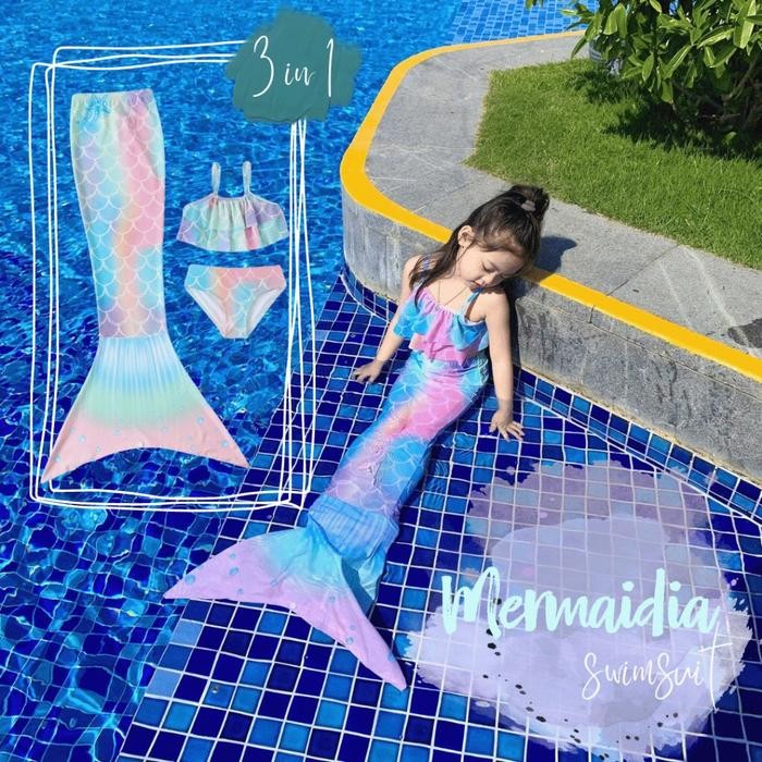 TERLARIS NEW Pakaian Renang Ekor Putri Duyung Anak Perempuan Hoween READY STOCK