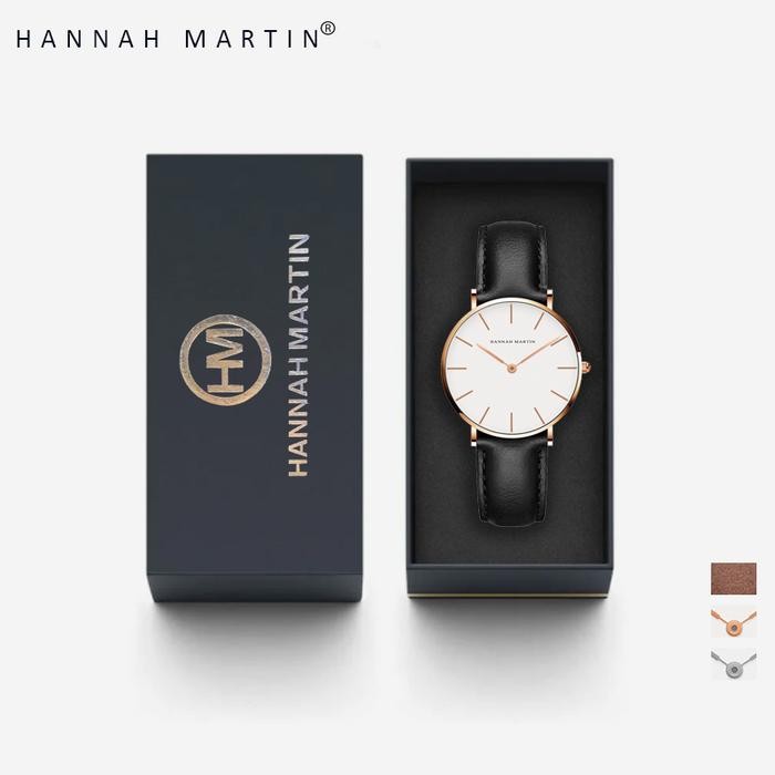 Hannah Martin Jam Tangan Wanita 100% Original Cewek Quartz Kulit Anti Air Women Watch Arloji Cb36
