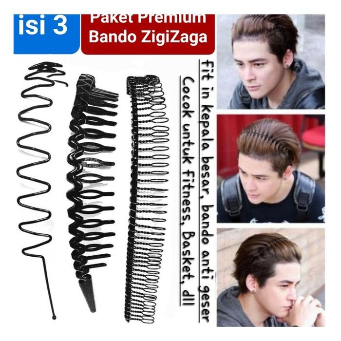 Bando pria premium bando hitam rambut tebal bando olahraga fitness zig