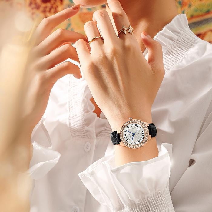 Rebirth Jam Tangan Wanita Original Anti Air Tali Kulit Jam Tangan Cewek