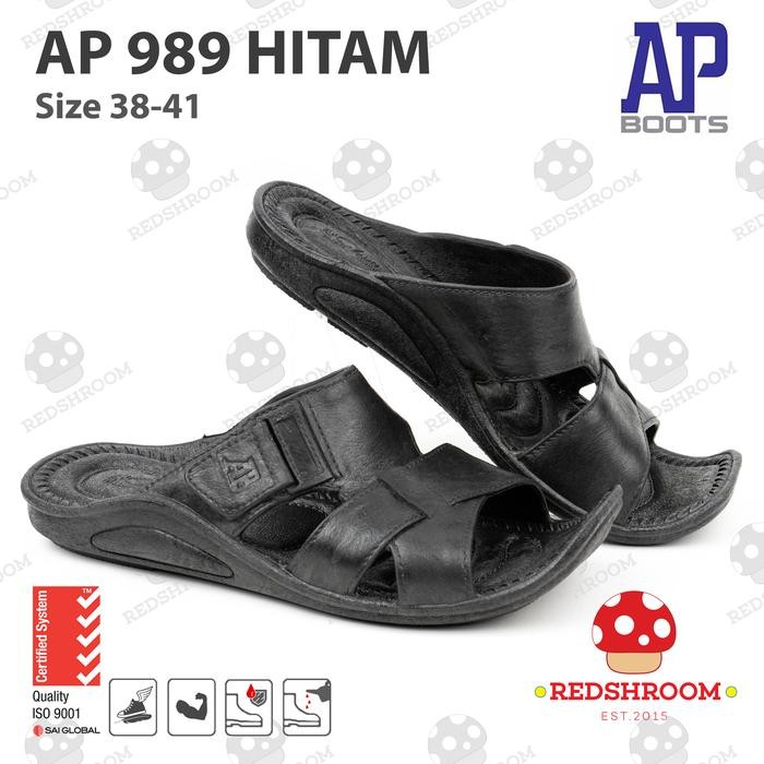 Terbaru Sandal Slop Pria Ap 989 Hitam - Sandal Slide