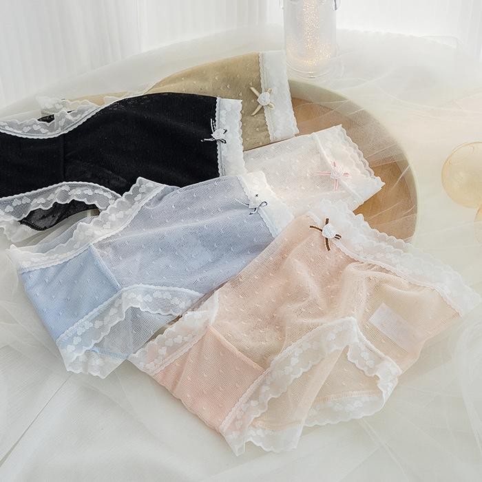 Celana Dalam Lace Wanita CD Adem Renda Pita Tipis Transparant CD Fashion Lucu Import 2103 Nyaman